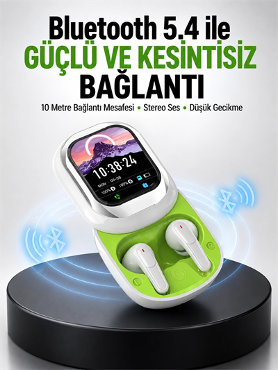 Kayar Kapaklı Şarj Kutusu Ve Dokunmatik Ekranlı Bluetooth Stereo Kulaklık