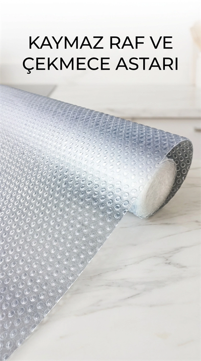 Kaydırmaz PVC Raf Örtüsü 45x300 cm Şeffaf Dolap İçi Koruyucu Kaplama