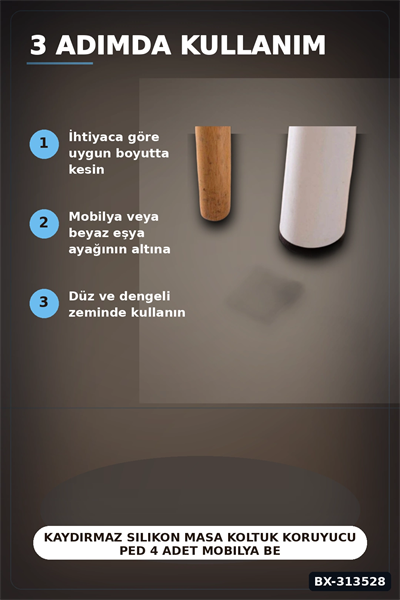 Kaydırmaz Silikon Masa Koltuk Koruyucu Ped 4 Adet Mobilya Beyaz Eşya İçin BX-313528