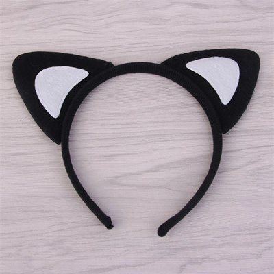 Kedi Kulak Taç Siyah İçi Beyaz Renk Pofuduk 15x17 Cm
