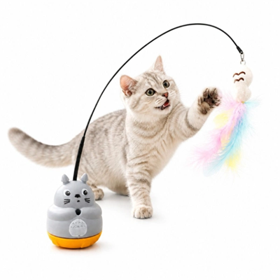 Kedi Şekilli Dönen Peluş Balıklı Olta Oyuncağı