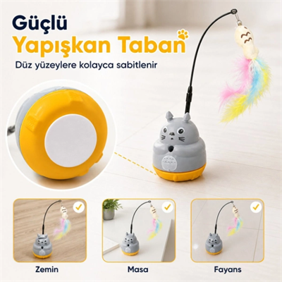 Kedi Şekilli Dönen Peluş Balıklı Olta Oyuncağı