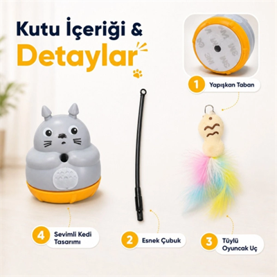 Kedi Şekilli Dönen Peluş Balıklı Olta Oyuncağı
