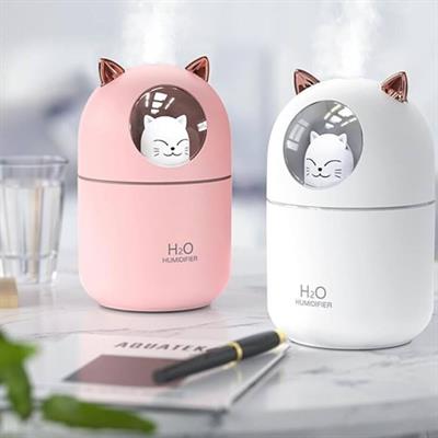 Kedicik Figürlü Hava Nemlendirici – Ultrasonik Soğuk Buhar Makinesi, LED Işıklı Masaüstü Oda Nemlendirici (3936)