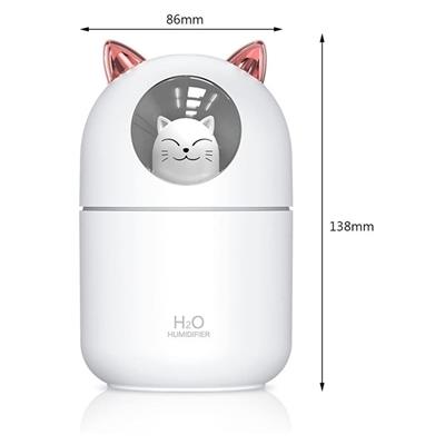 Kedicik Figürlü Hava Nemlendirici – Ultrasonik Soğuk Buhar Makinesi, LED Işıklı Masaüstü Oda Nemlendirici (3936)