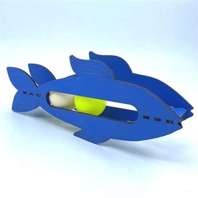 Kediler İçin Ahşap 2 Toplu Eğimli  Sevimli Balık Şeklinde Eğitim Amaçlı Oyuncak (3936)