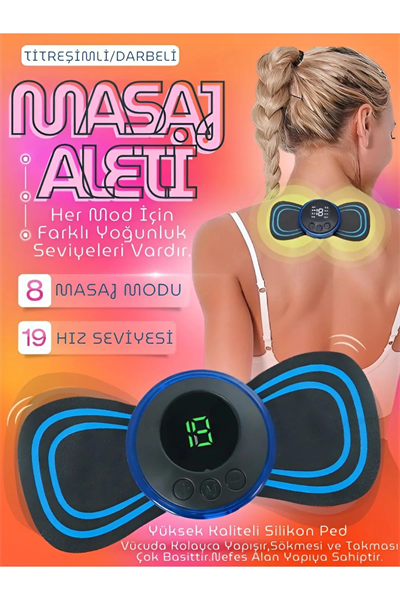 Kelebek Masaj Aleti Bel Sırt Bacak Kol Titreşimli Masaj Pedi Şarjlı 8 Modlu Vücut Tens Cihazı