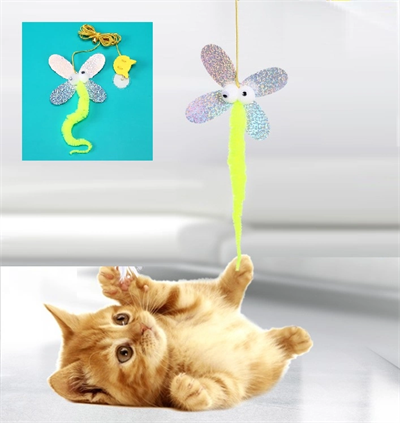 Kelebek Model Elastik Kendinden Yapışkanlı Kedi Oyun Oltası Bx40