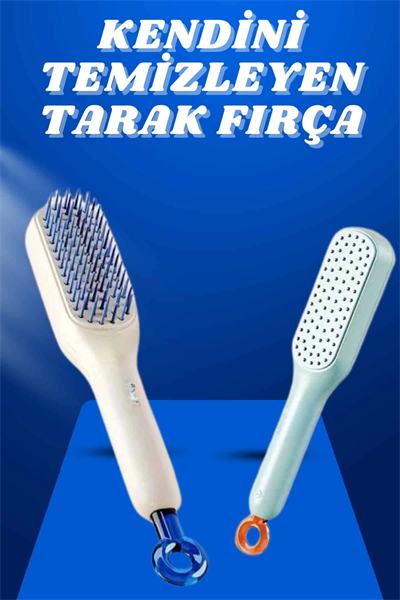 Kendi Kendini Temizleyen Otomatik Tuşlu Saç Tarağı Dolaşık Açıcı Masaj Fırçası Silikon Fırça