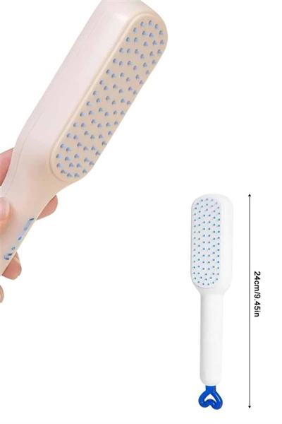 Kendi Kendini Temizleyen Otomatik Tuşlu Saç Tarağı Dolaşık Açıcı Masaj Fırçası Silikon Fırça
