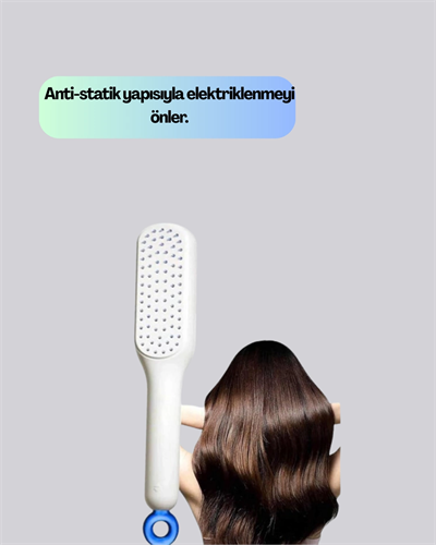 Kendi Kendini Temizleyen Saç Tarağı – Anti-Statik, Silikon Uçlu, ABS Malzeme, 22x4 cm