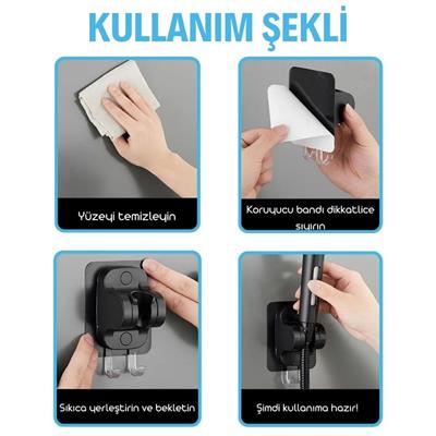 Kendiliğinden Güçlü Yapışkanlı Askılı Duş Başlık Tutucu (3936)