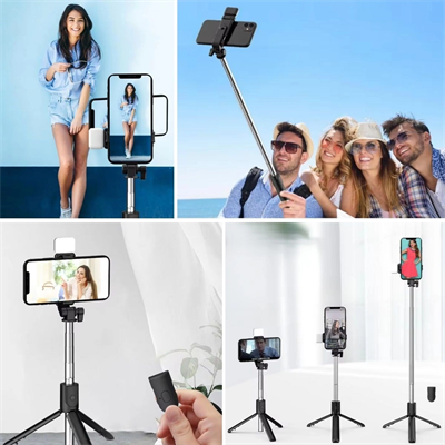 Kendiliğinden Led Işıklı Kumandalı Uzayabilen Selfie Çubuğu,masa Üstü Tripod Bx40
