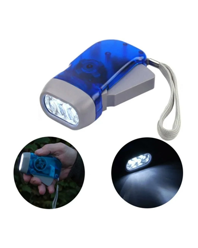 Kendiliğinden Şarjlı El Feneri Pilsiz Dinamolu 3 LED Taşınabilir