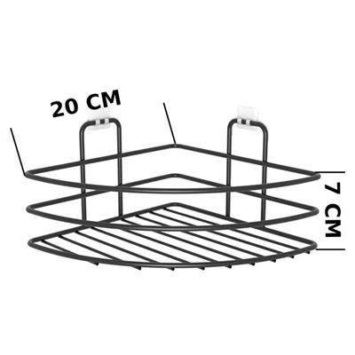 Kendiliğinden Yapışkanlı Montaj Gerektirmeyen Tek Katlı Banyo Askı Köşe Şampuanlık Siyah (3936)