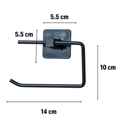 Kendiliğinden Yapışkanlı Siyah Paslanmaz Metal Kapaksız Tuvalet Kağıtlığı Aparatı (3936)