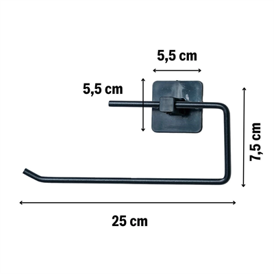 Kendiliğinden Yapışkanlı Siyah Paslanmaz Metal Rulo Havluluk Aparat