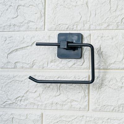 Kendiliğinden Yapışkanlı Siyah Paslanmaz Metal Kapaksız Tuvalet Kağıtlığı Aparatı (3936)