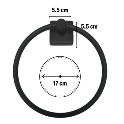 Kendiliğinden Yapışkanlı Siyah Paslanmaz Metal Yuvarlak Havluluk Bx40