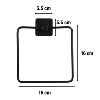 Kendiliğinden Yapışkanlı Siyah Paslanmaz Metal Kare Havluluk Bx40