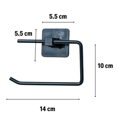 Kendiliğinden Yapışkanlı Siyah Paslanmaz Metal Kapaksız Tuvalet Kağıtlığı Aparatı Bx40