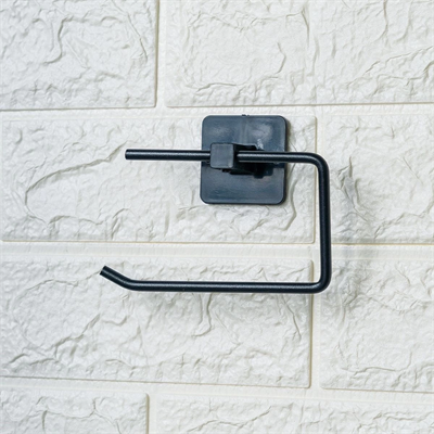 Kendiliğinden Yapışkanlı Siyah Paslanmaz Metal Kapaksız Tuvalet Kağıtlığı Aparatı