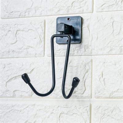 Kendiliğinden Yapışkanlı Siyah Paslanmaz Metal Bornoz ve Havlu Askılığı (3936)