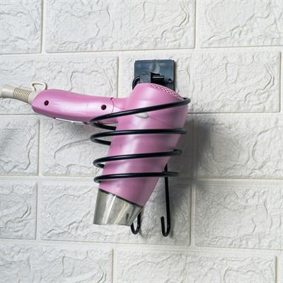 Kendiliğinden Yapışkanlı Siyah Paslanmaz Metal Fön Makinesi Askısı Saç Kurutma Makinesi Tutacağı (3936)