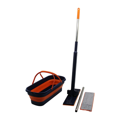 Kendinden Sıkmalı Katlanır - Tekerli Kovalı Mop Seti Yedek Bezli360° Başlık=11.5x41cm- Sap:130cm Bx40