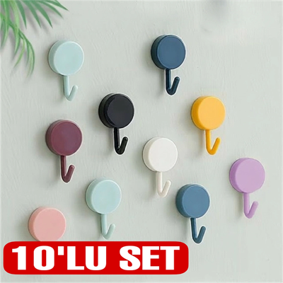 Kendinden Yapışkanlı Renkli Duvar Askısı (10lu Set)