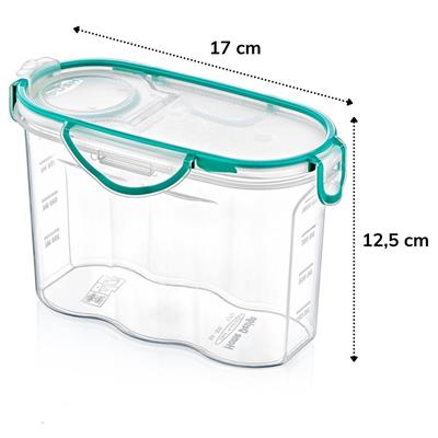 Kilitli Kapaklı Contalı Hava,Su Sıvı Geçirmez 1,2 Litre Erzak Saklama Kabı-SA580 (3936)