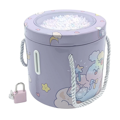 Kilitli Metal Yuvarlak Kumbara - S-258