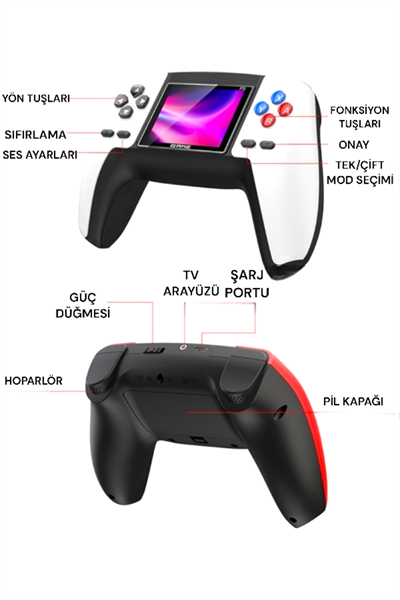 Kırmızı 520 oyunlu taşınabilir joystick, Bluetooth yok, 2 yıl garantili, diğer bağlantı