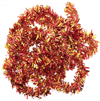 Kırmızı Altın Renk 4 Cm Genişlik Garland Çift Renk Sim Süs 180 Cm Bx40