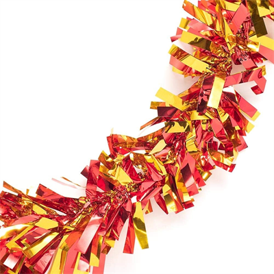 Kırmızı Altın Renk 4 Cm Genişlik Garland Çift Renk Sim Süs 180 Cm Bx40