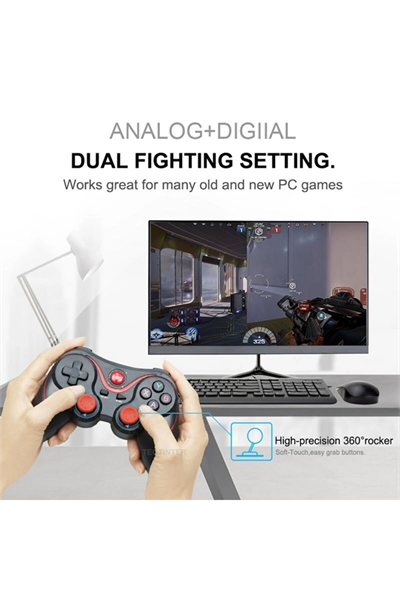 Kırmızı Bluetooth bağlantılı gamepad, PC uyumlu, telefona takılabilir oyun kolu - Elektronik
