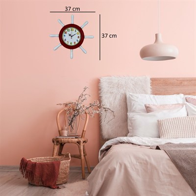 Kırmızı Çocuk Odası Kavelalı Dümen Duvar Saati
