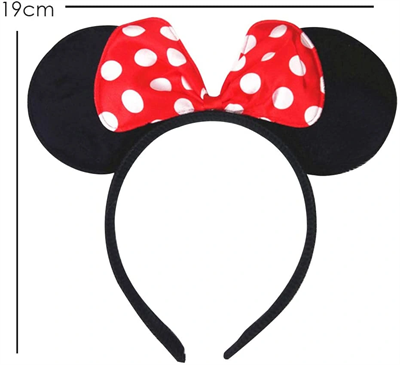Kırmızı Fiyonklu Minnie Mouse Taç Fare Tacı Kafa Bandı