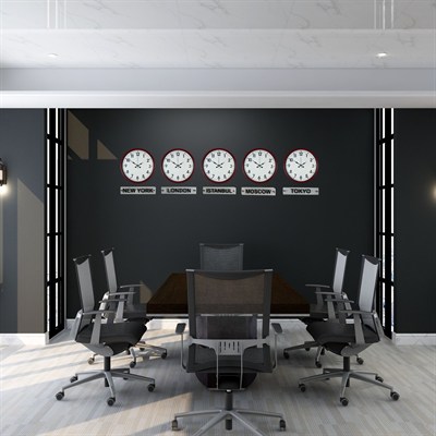 Kırmızı Global Classic 5’li Tabelalı 36 Cm Dünya Saati