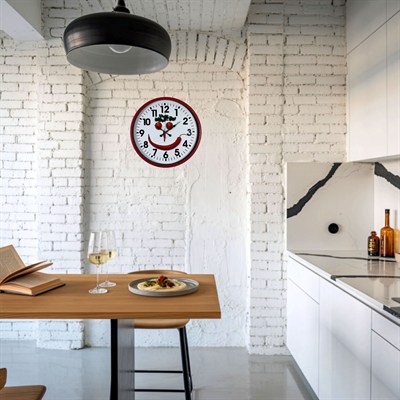 Kırmızı Happy Kitchen 36 Cm Mutfak Duvar Saati