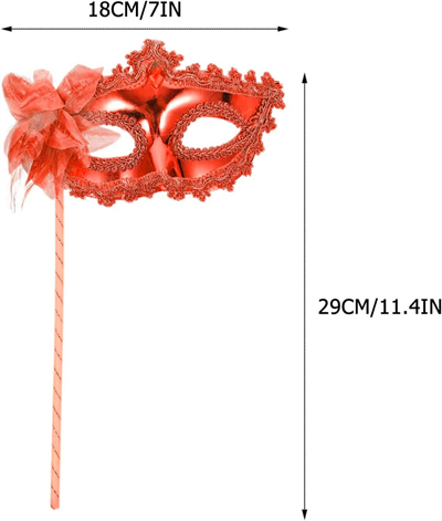 Kırmızı Işıltılı Tutmalı Fotoğraf Çekimi Maskesi 18x29 Cm