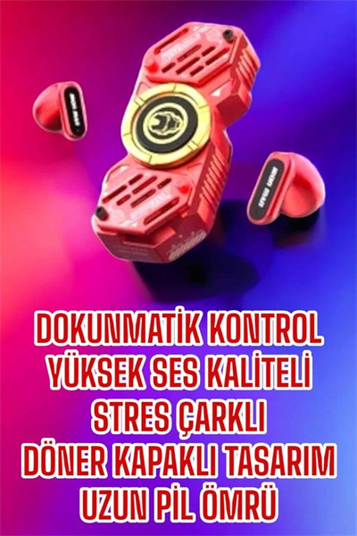 Kırmızı Kablosuz Bluetooth Kulaklık Stres Çarklı Oyuncu Kulaklığı