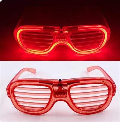 Kırmızı Led Işıklı Parti Gözlüğü - Neon Glow Şerit Gözlük 3 Modlu (3936)