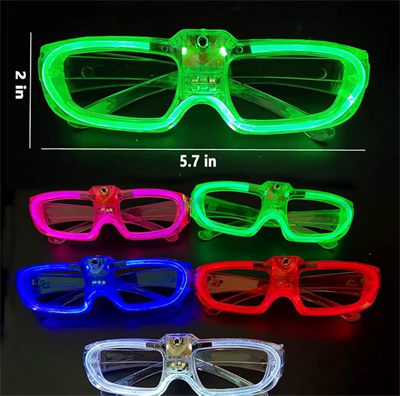 Kırmızı Led Işıklı Parti Gözlüğü 3 Modlu – Glow  - Gece Eğlence Gözlüğü Bx40
