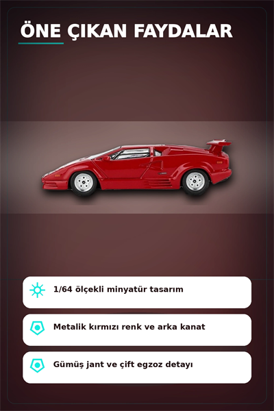 Kırmızı Metalik 1/64 Lamborghini Countach 25th Anniversary Model Araba BX-313387