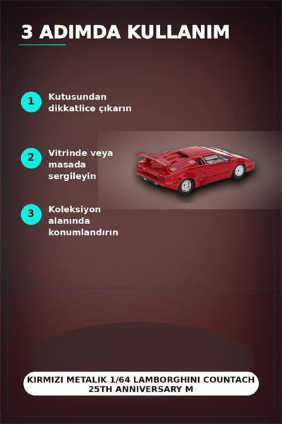 Kırmızı Metalik 1/64 Lamborghini Countach 25th Anniversary Model Araba BX-313387