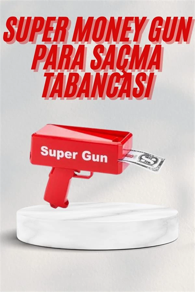 Kırmızı Parti Oyuncağı Para Saçma Fırlatma Tabancası Makinesi Super Money