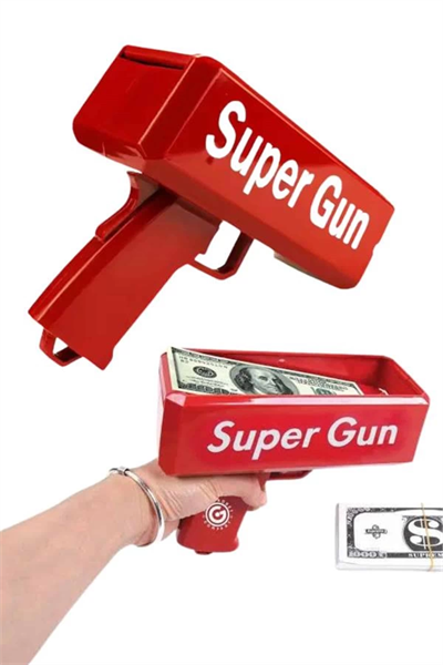 Kırmızı Parti Oyuncağı Para Saçma Fırlatma Tabancası Makinesi Super Money