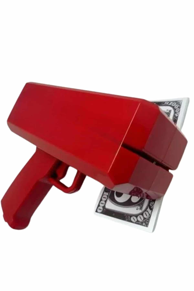 Kırmızı Parti Oyuncağı Para Saçma Fırlatma Tabancası Makinesi Super Money