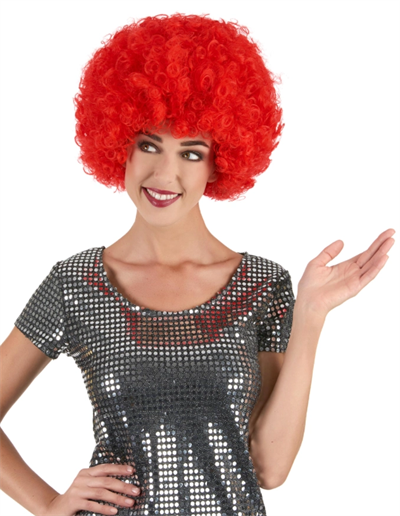 Kırmızı Renk Kıvırcık Afro Bonus Peruk Bx40